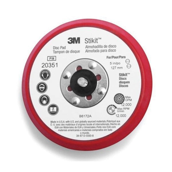 3M 3M Stikit Low Profile Disc Pad 20351, 5 inx3/8 inx5/16-24 External, 10 pr cs - 7000118611