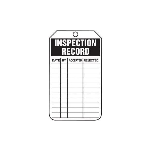 Accuform Safety Tags, INSPECTION RECORD, 5.75in x 3.25in, RP-Plastic, 25PK - TRS249PTP