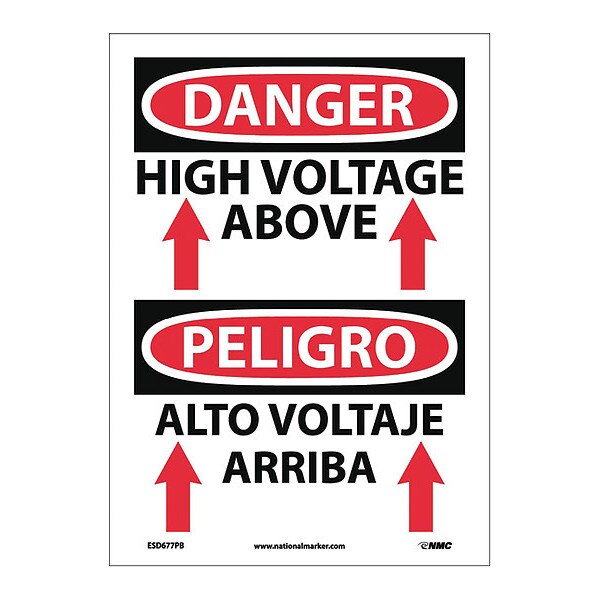 Nmc Danger High Voltage Above Sign - Bilingual - ESD677PB