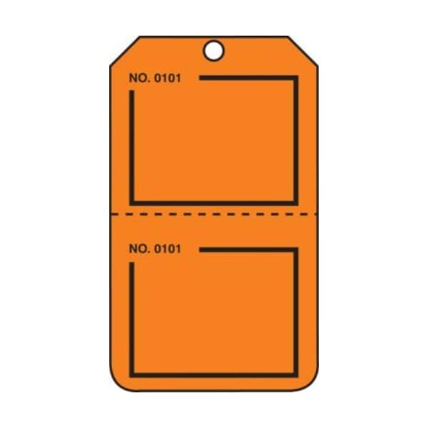 Accuform Safety Tags, Blank, Numbered, Perforated, Orange, 5.75in x 3.25in, PF-Cardstock, 25PK - TPP225CTP