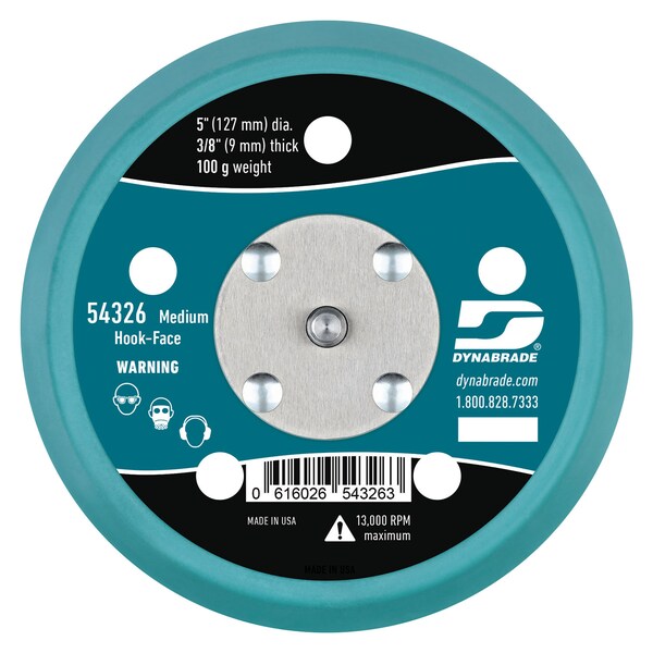 Dynabrade 5" (127 mm) Dia. Vacuum Disc Pad, Hook-Face, Short Nap - 54326