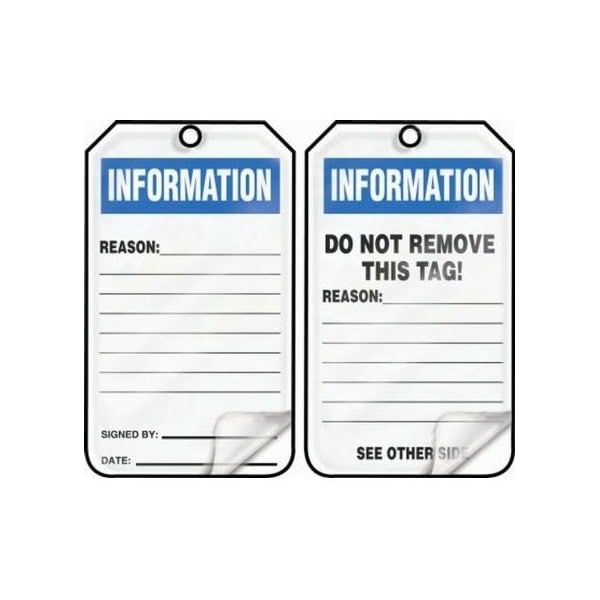 Accuform Safety Tags, INFORMATION, 5.75in x 3.25in, Self-Laminating PF-Cardstock, 5PK - TRS241LCM