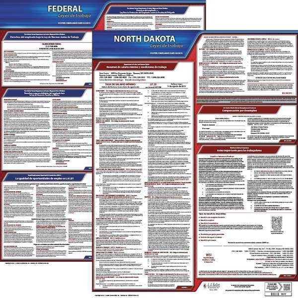 Jj Keller Labor Law Poster Kit, ND, Spanish, 19 In. W - 200-ND-K