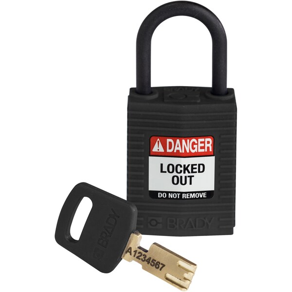 Brady Safekey Lockout Padlock Nylon Black 1.0" Plastic - CPT-BLK-25PL-KD