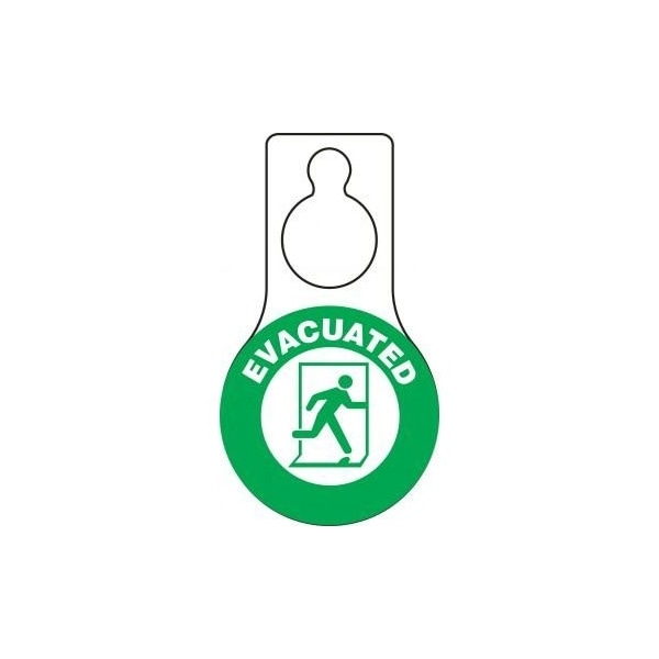 Accuform Door Knob Hang Tags, EVACUATED, 9inx 5in, Plastic, 10PK - TAD612