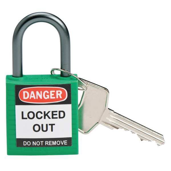 Brady Lockout Padlock, KA, Green, 1-2/5"H, PK6 - 118956