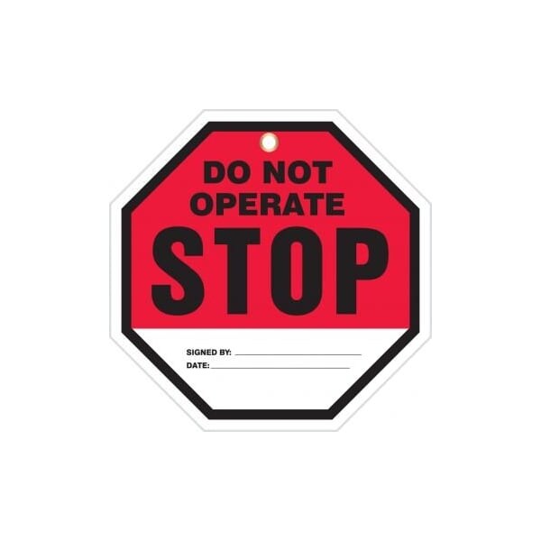 Accuform Octo-Tags, STOP DO NOT OPERATE, 8inx 8in, PF-Cardstock, 5PK - TAP844CTM