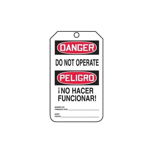 Accuform Safety Tags, DANGER DO NOT OPERATE, 5.75in x 3.25in, PF-Cardstock, 25PK - MSPT504CTP