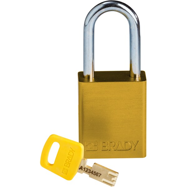 Brady Safekey Lockout Padlock Aluminum Yellow 1.5" Ste - ALU-YLW-38ST-KD