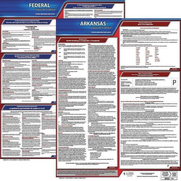 Jj Keller Labor Law Poster, Fed/STA, AR, SP, 20inH, 3yr - 200-AR-3