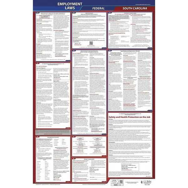 Jj Keller LaborLaw Poster, Fed/STA, SC, ENG, 26inH, 1yr - 300-SC-1