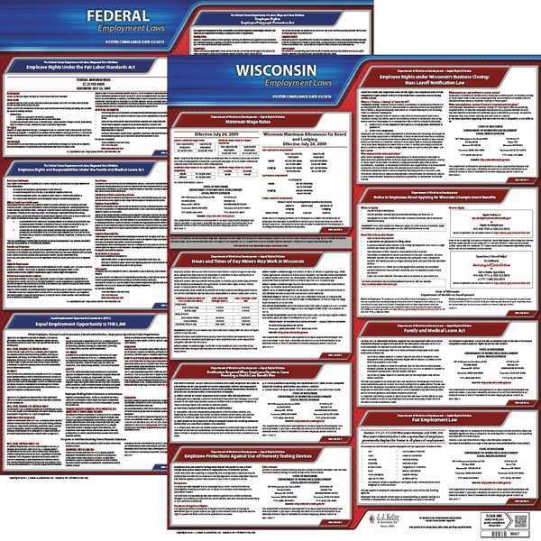 Jj Keller LaborLaw Poster, Fed/STA, WI, ENG, 20inH, 1yr - 100-WI-1