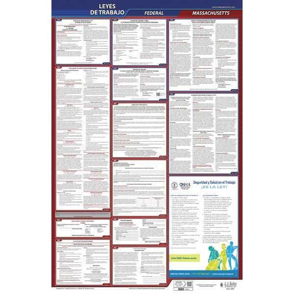 Jj Keller Labor Law Poster, Fed/STA, MA, SP, 26inH, 1yr - 400-MA-1