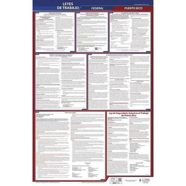 Jj Keller Labor Law Poster, Fed/STA, PR, SP, 40Wx26inH - 400-PR
