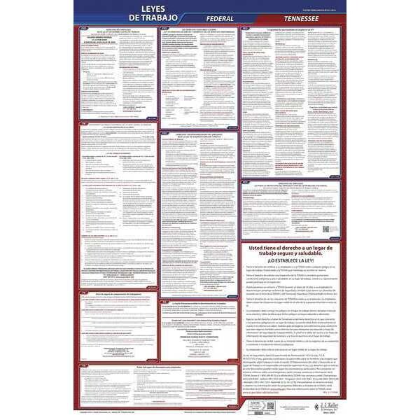 Jj Keller Labor Law Poster, Fed/STA, TN, SP, 26inH, 3yr - 400-TN-3