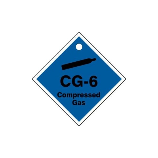Accuform Energy Source ID Tag, CG-6 COMPRESSED GAS, 2.5in x 2.5in, Adhesive Dura-Poly, 5PK - TDJ606XVM