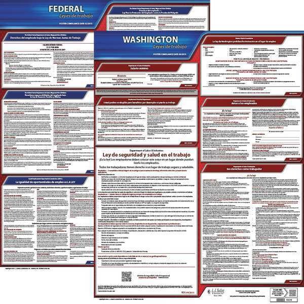 Jj Keller Labor Law Poster, Fed/STA, WA, SP, 20inH, 3yr - 200-WA-3