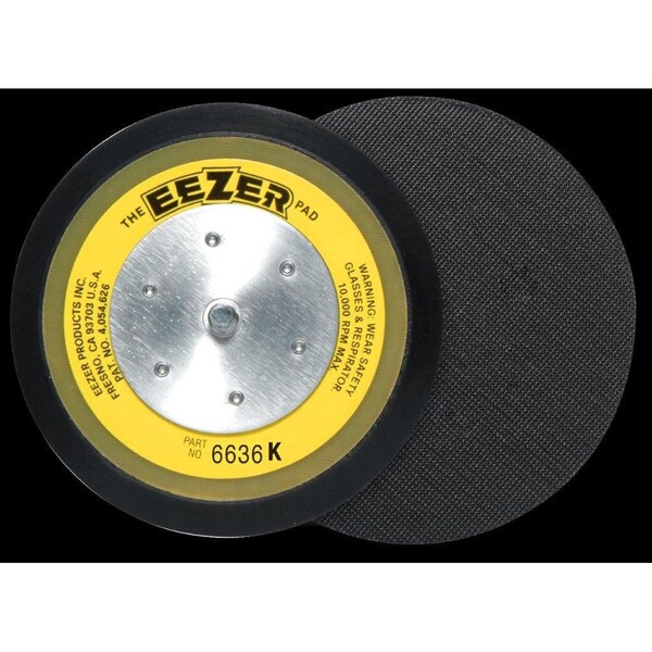Eezer Products 6in Hook and Loop Backing Pad, Fully Molded, Epoxy-Glass Backing, Autobody & Fine Finishing - 6636K