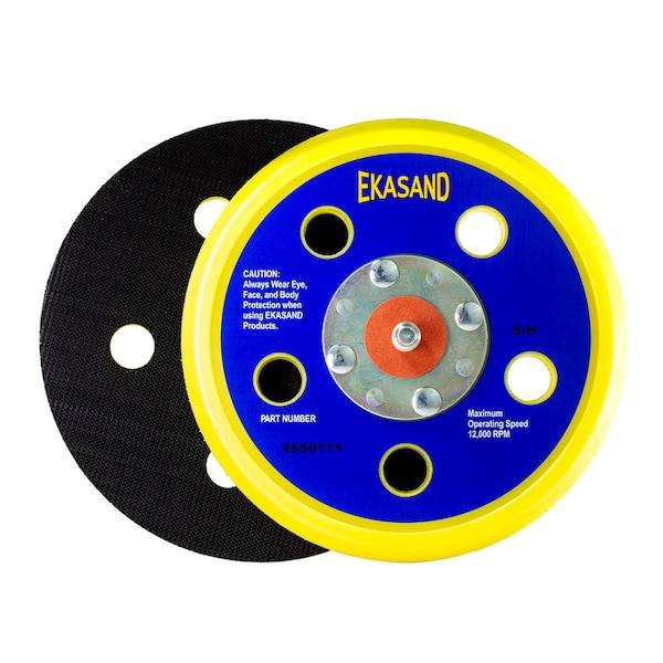 Uneeda Ekasand Sanding Disc Pad 5 Inch, 5 Holes Vented, Low Profile, 4-Rivet Hook Face for Hook & Loop - P-101663