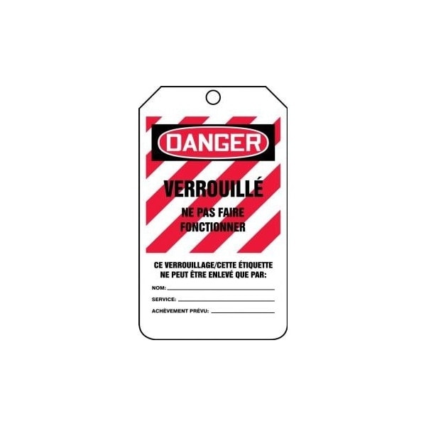 Accuform French Safety Tags, DANGER LOCKED OUT DO NOT OPERATE, 5.75in x 3.25in, HS-Laminate, 5PK - FRMLT407LTM