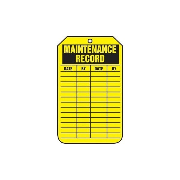 Accuform Safety Tags, MAINTENANCE RECORD, 8.5inx 3.875in, RP-Plastic, 25PK - TRS321PTP