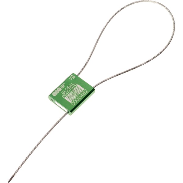 Global Industrial Metal Cable Seal, 1/16x12L, Green, 50PK - 670488GN