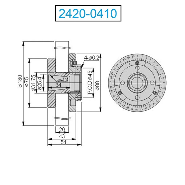 H & H Industrial Products FEB10 Tatung Grinding Wheel Adapter - 2420-0410
