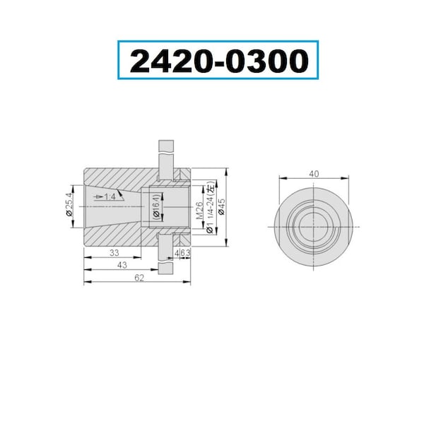 H & H Industrial Products F300 Grinding Wheel Adapter - 2420-0300