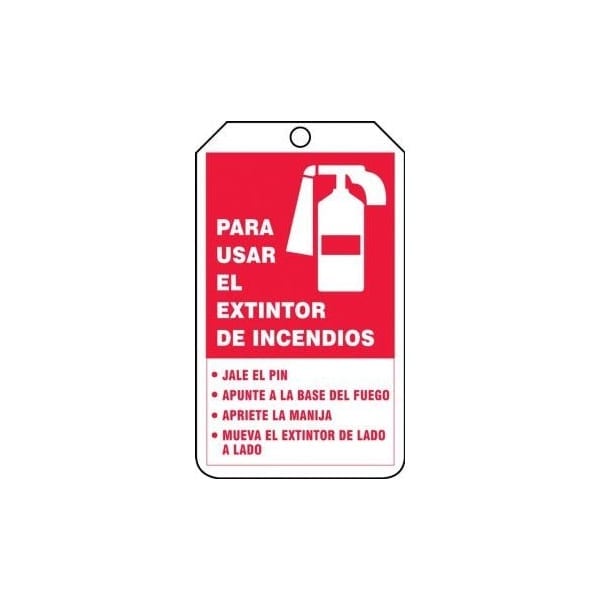 Accuform Spanish Safety Tags, FIRE EXTINGUISHER INSTRUCTIONS, 5.75in x 3.25in, HS-Laminate, 25PK - SHTRS218LTP