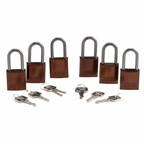 Brady Standard Safety Aluminum Padlocks 1.5 in Aluminum Shackle KD Brown 6PK - 104579