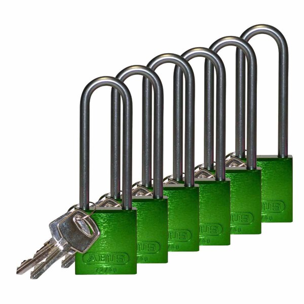 Brady Standard Key Retain Lockout Aluminum Padlock 3in Aluminum Shackle KD Green 6PK - 123286