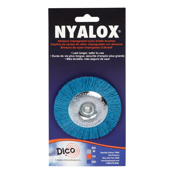 Dico Dico Nyalox 3 in. Fine Crimped Mandrel Mounted Wheel Brush Nylon 2500 rpm 1 pc - 541-783-3