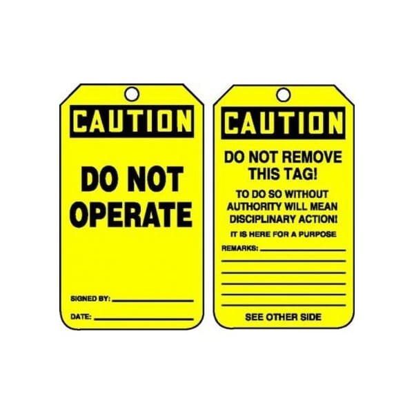 Accuform Safety Tags, DANGER DO NOT OPERATE, 8.5in x 3.875in, RP-Plastic, 5PK - MDT672PTM