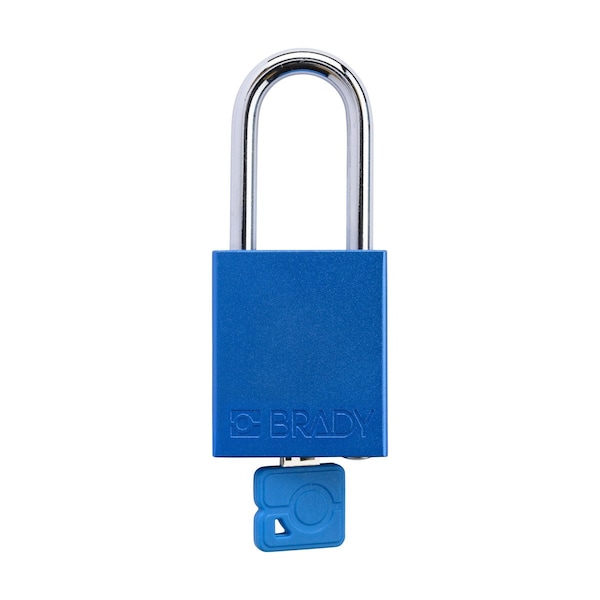 Brady Keyed Alike Padlock Unique Set Aluminum Blu 1.5 in Steel Shackle Keycode 8 - SDAL-BLU-38ST-008