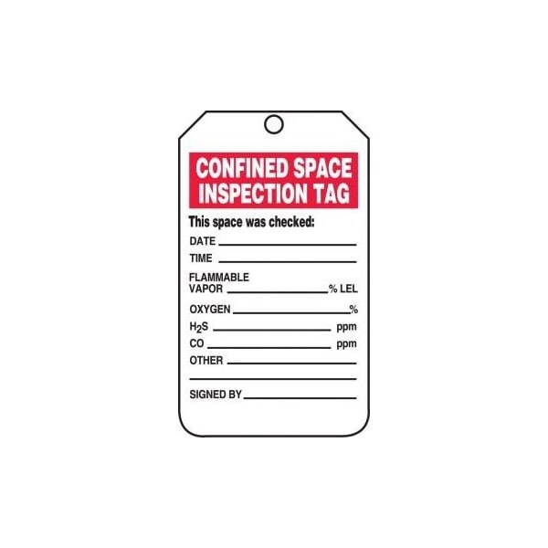 Accuform Safety Tags, CONFINED SPACE INSPECTION TAG, 5.75in x 3.25in, RP-Plastic, 5PK - TCS321PTM
