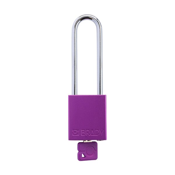 Brady Standard Key Retaining Lockout Aluminum Padlock 3 in Steel Shackle KD Purple - SDAL-PRP-76ST-KD