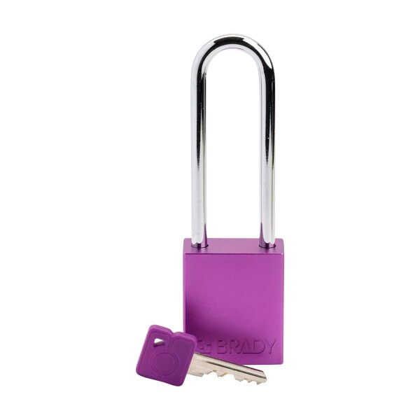 Brady Standard Key Retaining Lockout Aluminum Padlock 3 in Steel Shackle KD Purple - SDAL-PRP-76ST-KD
