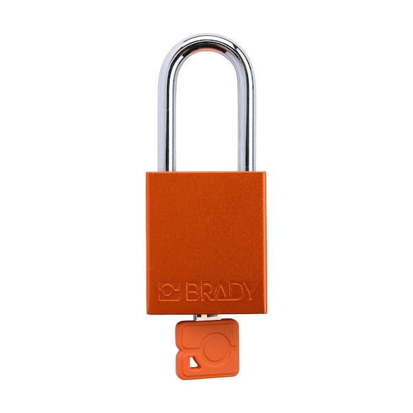 Brady Keyed Alike Padlock Unique Set Aluminum Org 1.5 in Steel Shackle Keycode 1 - SDAL-ORG-38ST-001