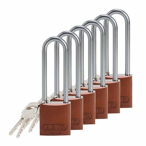 Brady Standard Key Retain Lockout Aluminum Padlock 3in Aluminum Shackle KA Brown 6PK - 123317