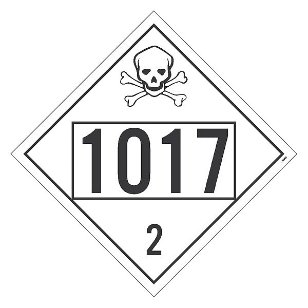 Nmc PLACARD, CHLORINE, 1017, 10.75X10.75, TAG BOARD, CARD STOCK, Pk100 - DL72BTB100