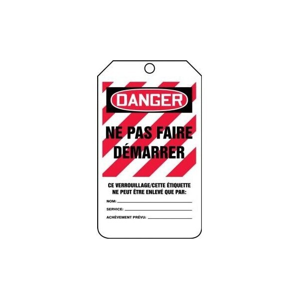 Accuform French Safety Tags, DANGER DO NOT START, 5.75in x 3.25in, HS-Laminate, 5PK - FRMLT403LTM