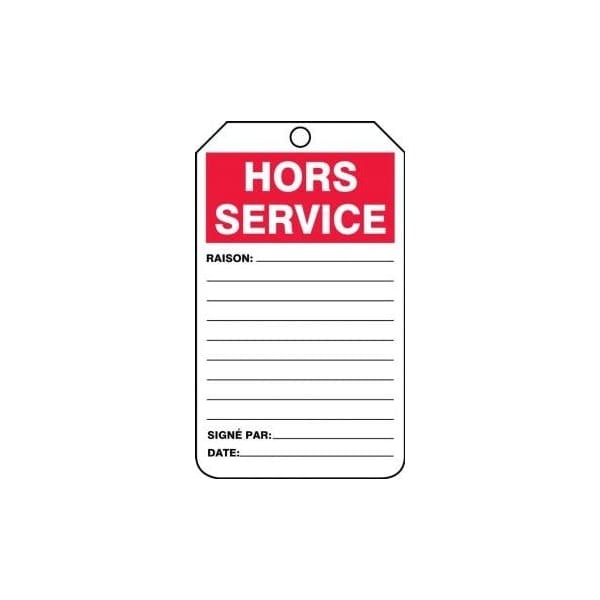 Accuform French Safety Tags, OUT OF SERVICE, 5.75in x 3.25in, RP-Plastic, 5PK - FRTRS243PTM