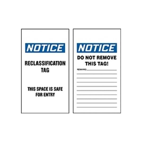 Accuform Safety Tags, NOTICE THIS SPACE IS SAFE FOR ENTRY, 5.75in x 3.25in, RP-Plastic, 25PK - TCS314PTP
