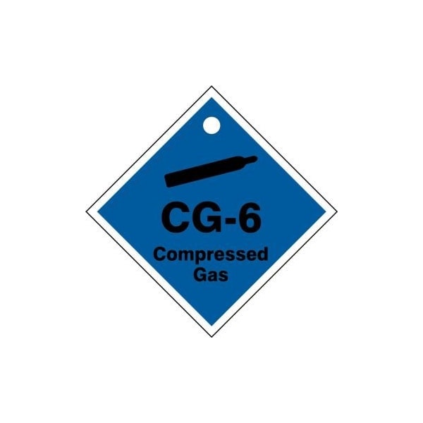 Accuform Energy Source ID Tag, CG-6 COMPRESSED GAS, 2.5in x 2.5in, Plastic, 5PK - TDJ606VPM