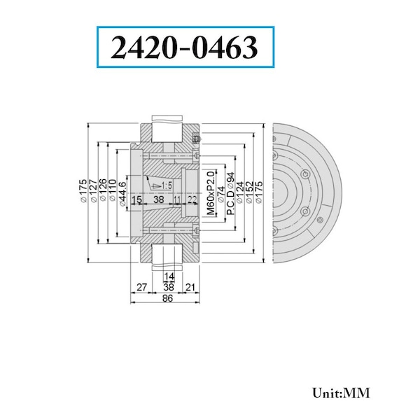 H & H Industrial Products FC630 Okamoto/Tatung Grinding Wheel Adapter - 2420-0463