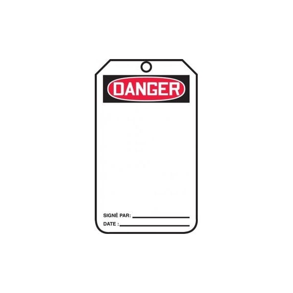 Accuform French Safety Tags, DANGER BLANK, 5.75in x 3.25in, RP-Plastic, 25PK - TCF009PTP