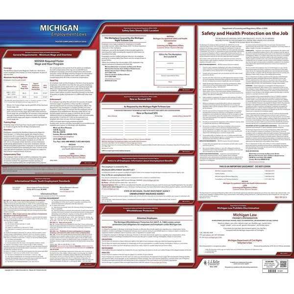 Jj Keller Labor Law Poster, State Labor Law, MI - 100-MI