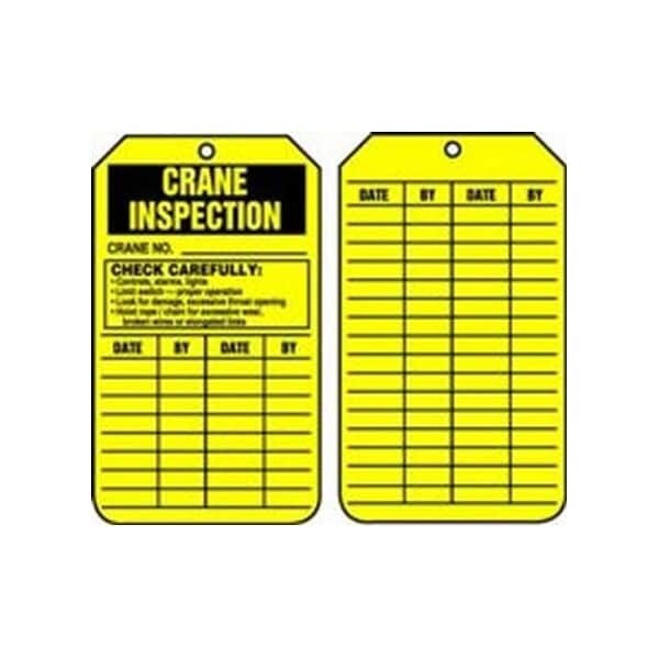 Accuform Safety Tags, CRANE INSPECTION, 5.75in x 3.25in, RP-Plastic, 5PK - TRS303PTM