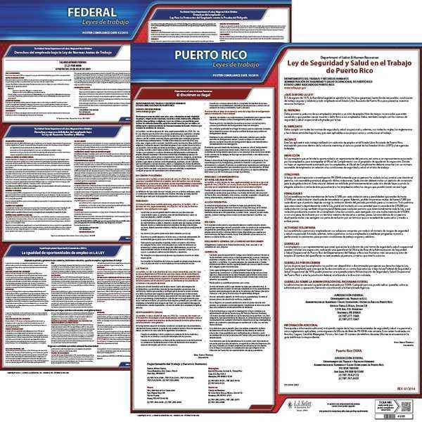 Jj Keller Labor Law Poster, Fed/STA, PR, SP, 20inH, 1yr - 200-PR-1