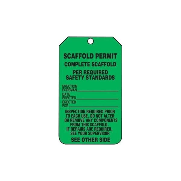 Accuform Safety Tags, SCAFFOLD PERMIT, 5.75in x 3.25in, RP-Plastic, 5PK - TRS326PTM